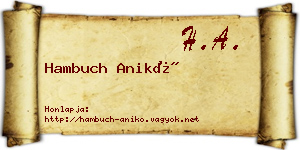 Hambuch Anikó névjegykártya